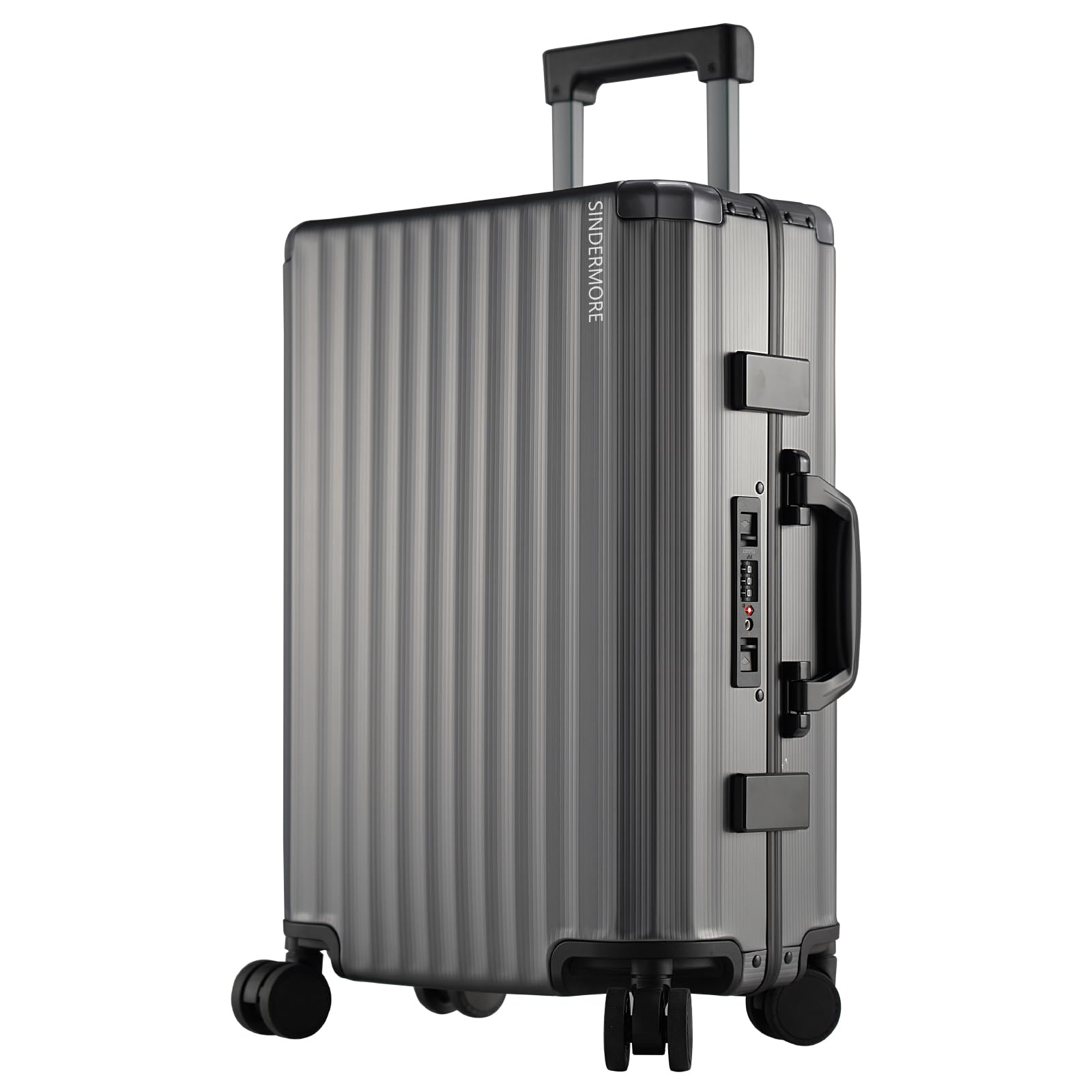 25 Inch Aluminum Hardside Spinner Luggage with TSA Locks - Durable Checked Suitcase for Travel (Gunmetal Gray) | Perfect for International Flights, Business Trips & Vacation Packing