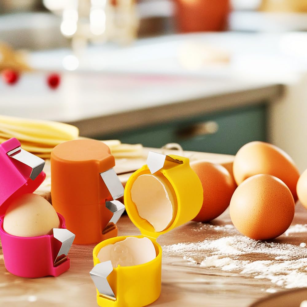 3-Pack Egg Shell Opener & Peeler Tool - Easy Egg Cracker for Raw & Boiled Eggs - Kitchen Gadget for Perfectly Peeled Eggs - Ideal for Breakfast Meal Prep, Baking & Cooking