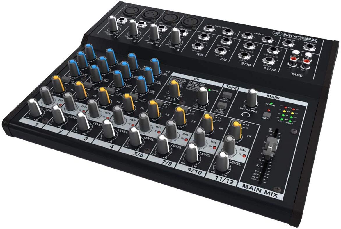 Mackie Mix12FX 12-Channel Professional Audio Mixer with Built-In Effects, Includes EMB XLR Cables & Magnetic Phone Holder - Perfect for Live Performances, Podcasting & Home Studio Recording