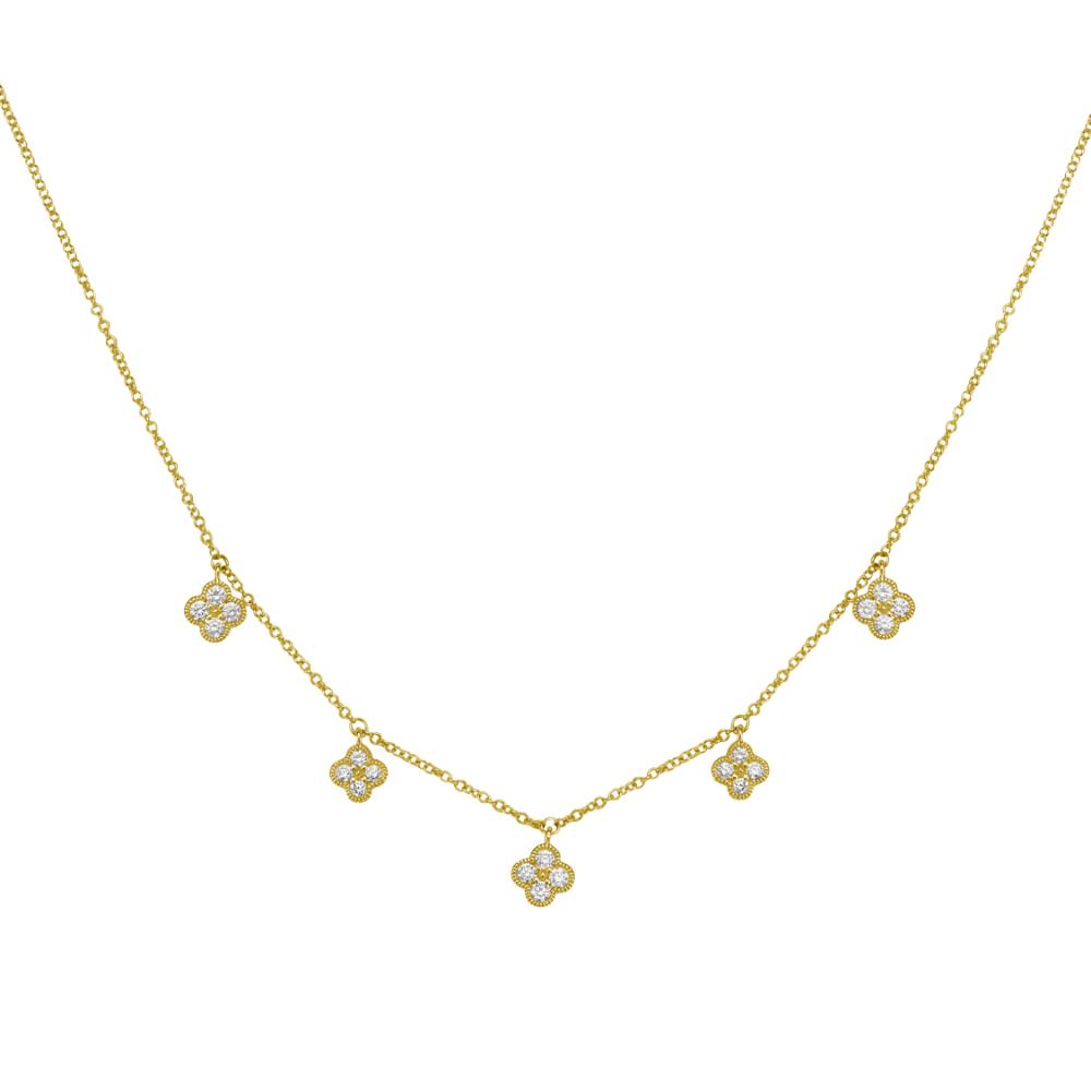 14K Gold Diamond Flower Pendant Necklace for Women - Elegant Jewelry Gift for Birthday, Anniversary & Valentine's Day - Perfect for Weddings, Parties & Special Occasions