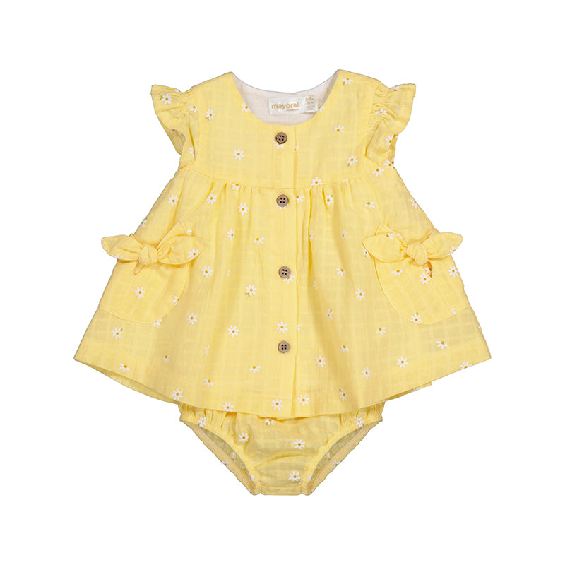 Mayoral Baby Girls Yellow Daisy Print Dress - Cute Floral Summer Outfit for Parties & Photoshoots