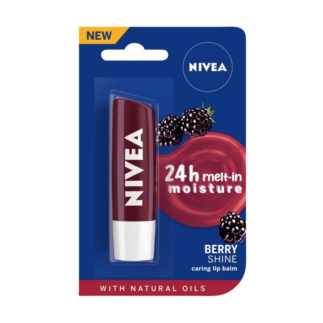 NIVEA Fruity Blackberry & Peach Shine Lip Balm 4.8g - Moisturizing & Nourishing Lip Care for Dry Lips - Perfect for Daily Use, Outdoor Activities & Makeup Prep