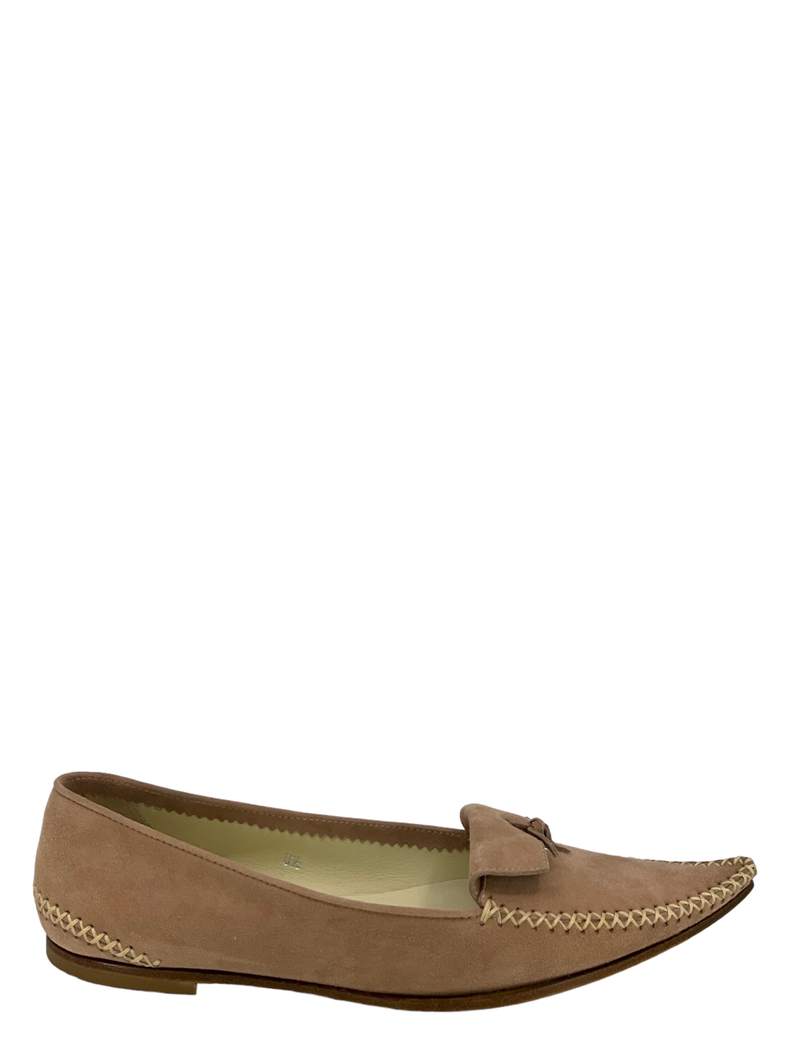 Tod's Pointed Toe Stitched Suede Loafers for Women - Size 8.5 US - Comfortable & Stylish Slip-On Shoes for Office, Business & Casual Wear