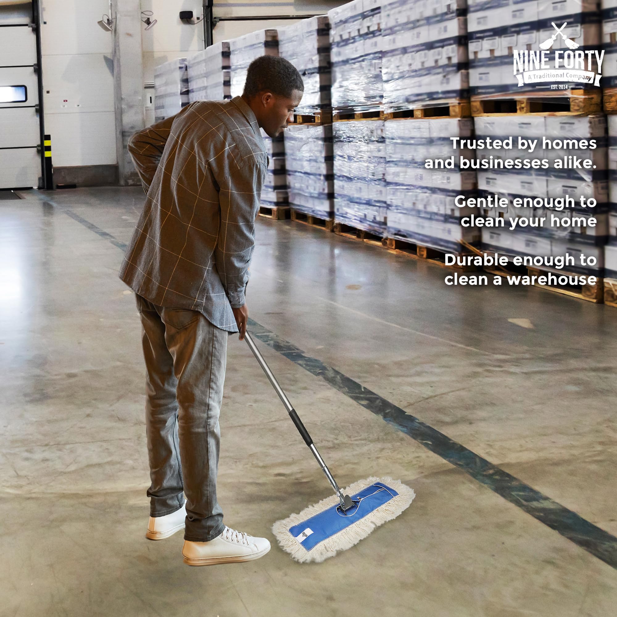 Nine Forty Industrial-Grade 18x5 Cotton Dust Mop Head Refills - Heavy-Duty Replacement for Home, Gym, Commercial & Industrial Cleaning - 1 Pack - Ideal for Janitorial, Housekeeping & Floor Maintenance