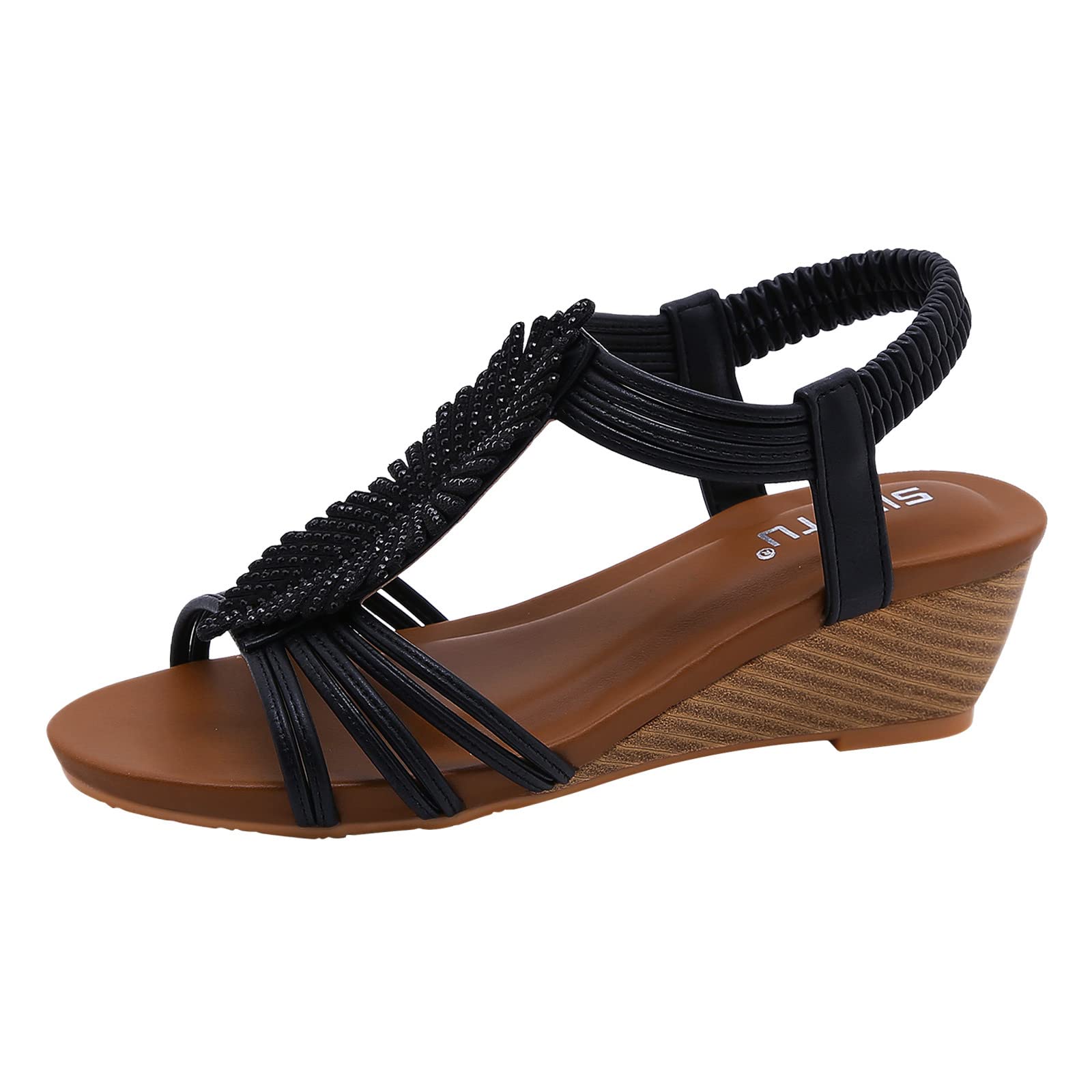 Women's Bohemian T-Strap Peep Toe Sandals - Comfortable Beach & Hiking Flats - Size 7 | Perfect for Summer Vacations, Outdoor Adventures & Casual Wear
