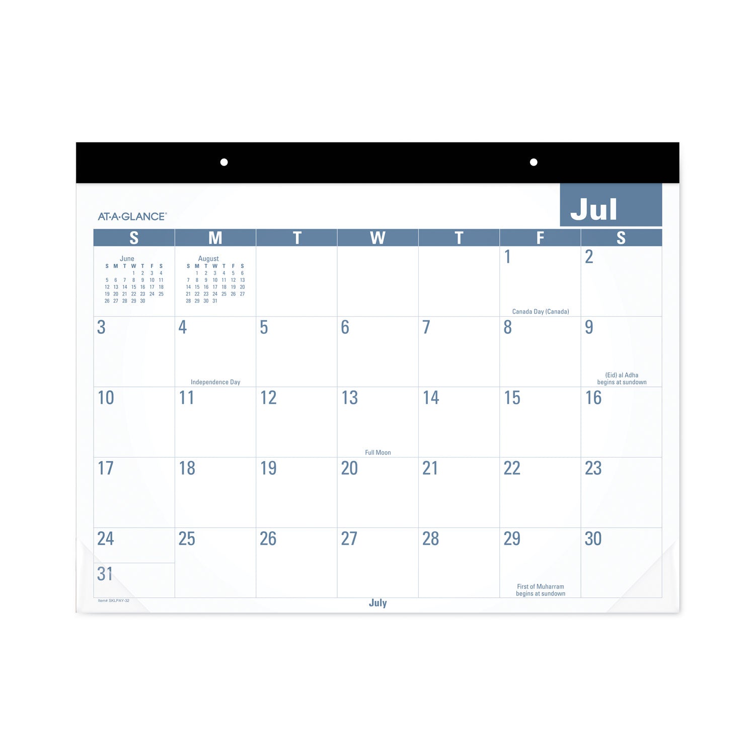 AT A GLANCE® 2024-2025 Academic Large Print Desk Calendar - 21.75 x 17 Inches, White/Blue Sheets, 12-Month Planner (July to June) - Perfect for Office, School & Home Organization