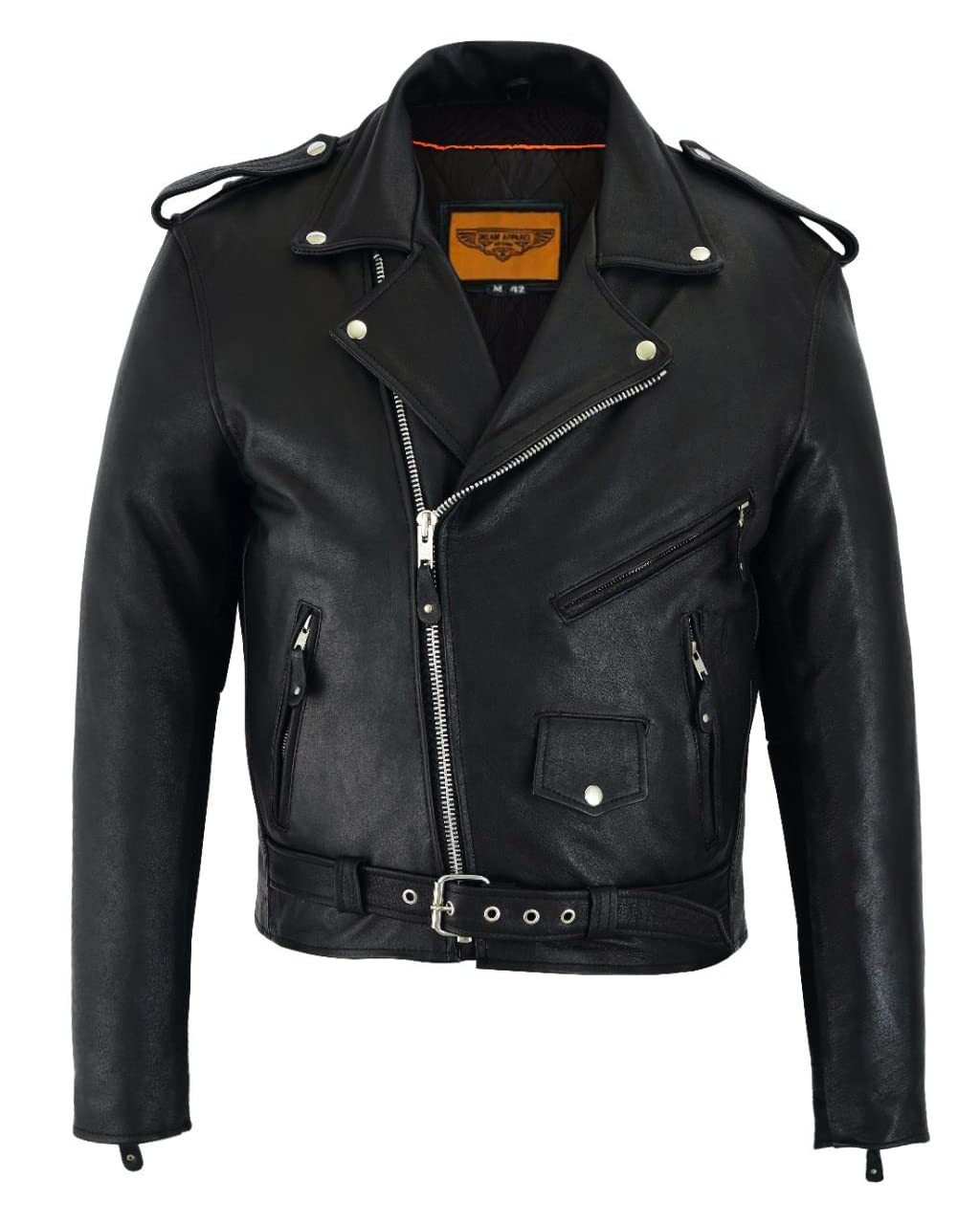 Premium Men's Leather Motorcycle Jacket - Classic Biker Jacket for Riding, Black | Durable & Stylish for Urban Commuting & Road Trips