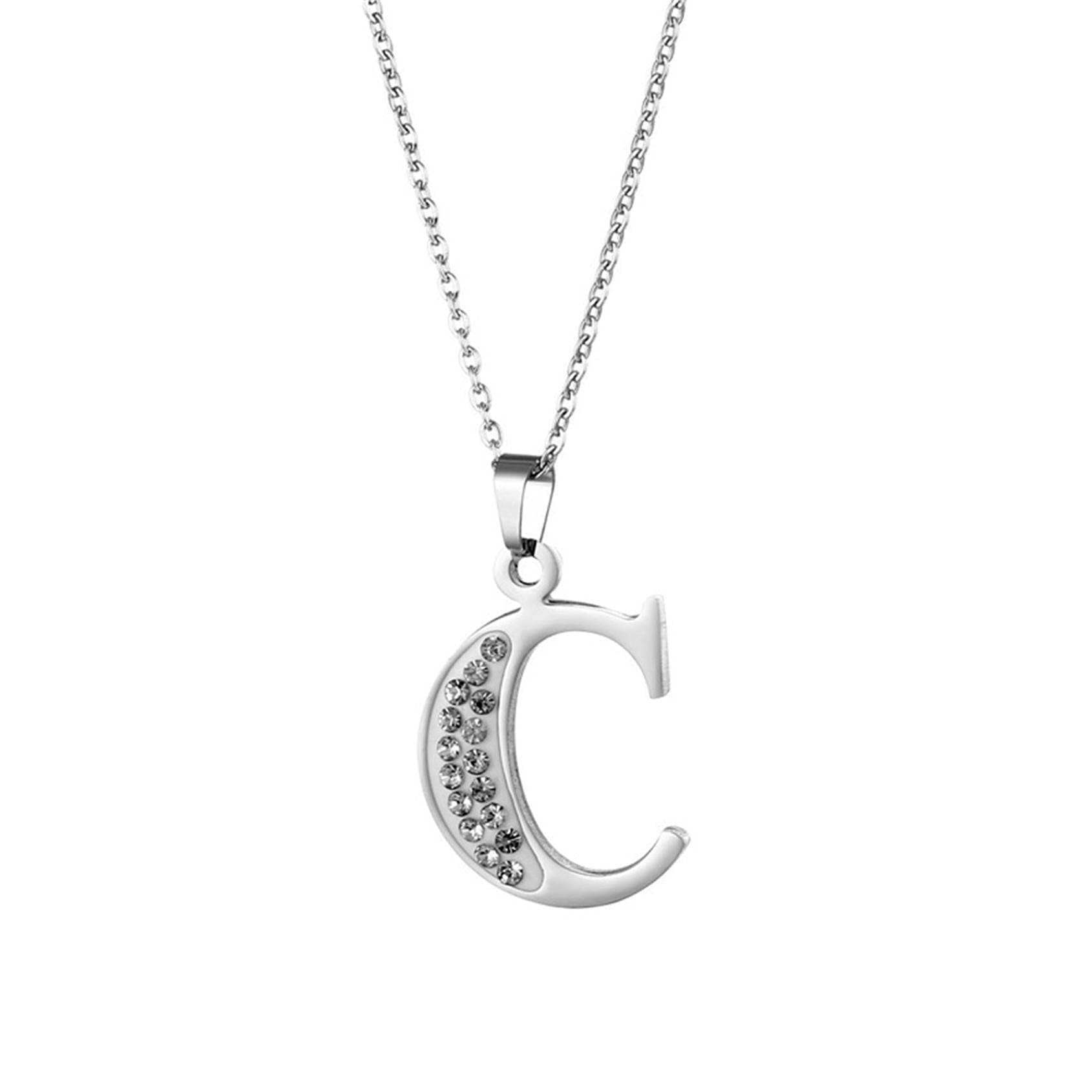 925 Sterling Silver Diamond Letter C Necklace for Women - Personalized Fashion Jewelry Gift for Birthday, Valentine's Day & Christmas | Elegant Layering Necklace for Everyday Wear & Special Occasions