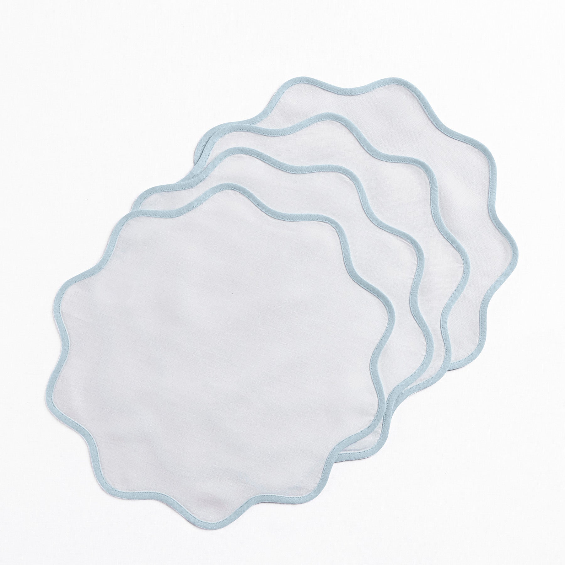 Giselle Scallop Edge Placemats Set of 4 - Elegant Round Table Mats for Dining, Kitchen, Party & Home Decor