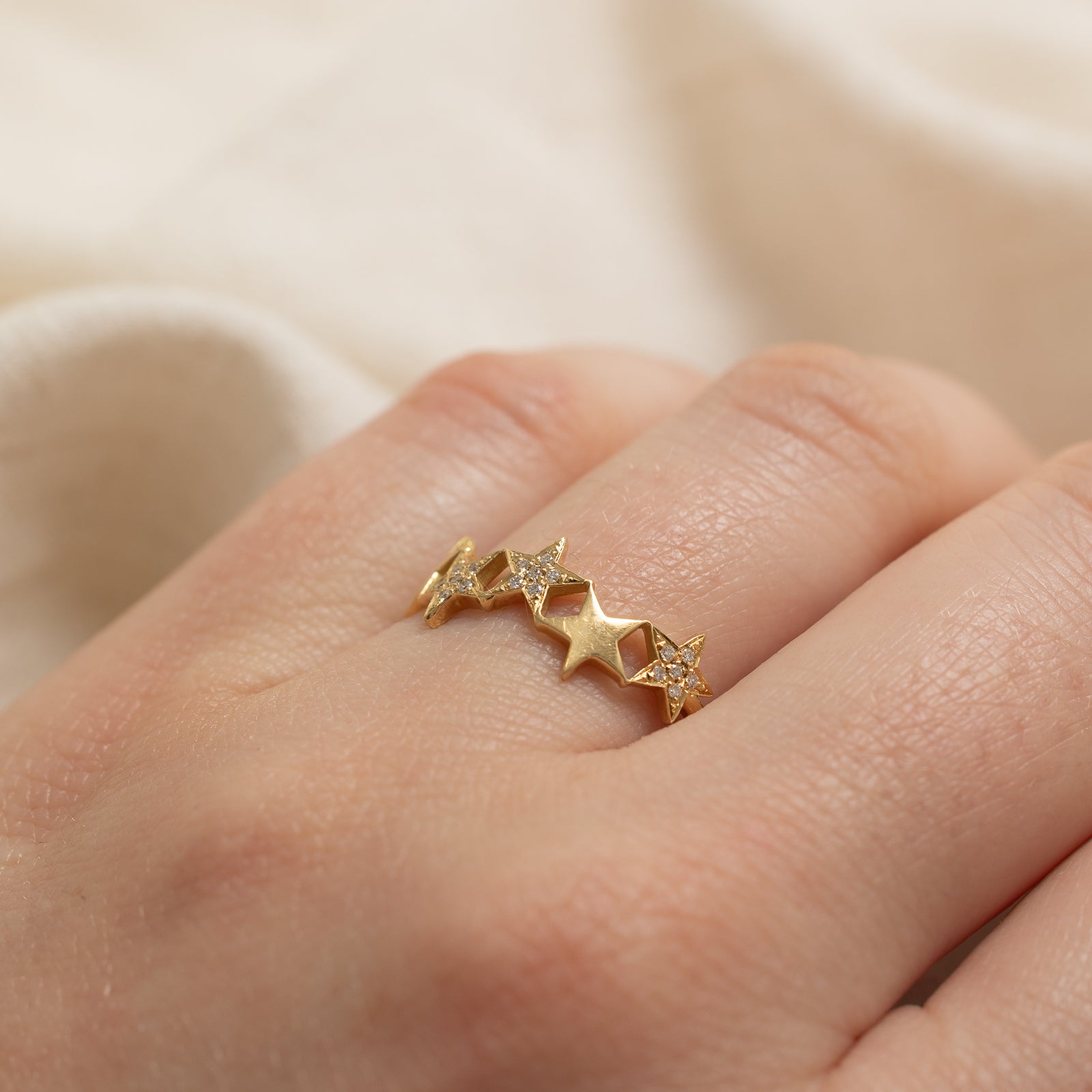Thea Jewelry 0.04ctw Diamond Star Ring Size 7.5 - Elegant Stackable Ring for Women, Perfect for Everyday Wear & Special Occasions