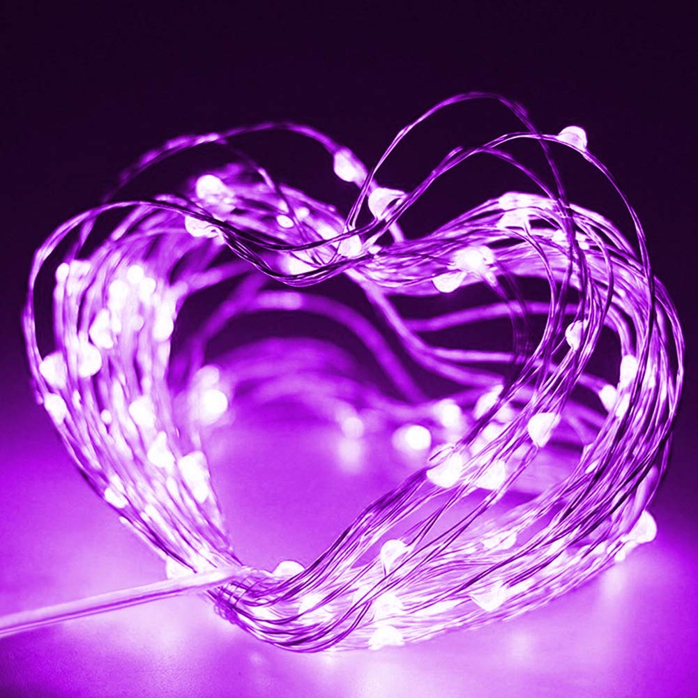 Twinkle Star 2 Pack 33ft 100 LED Battery Operated String Lights with Remote & Timer - 8 Lighting Modes, Purple Fairy Lights for Halloween, Garden Party, Indoor Decor, Bedroom, Wedding, Christmas Tree & Outdoor Landscape Lighting