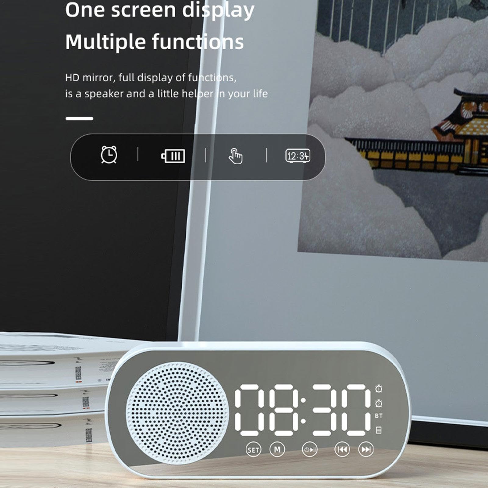 Wireless Digital Alarm Clock Radio with Speaker - FM Radio, USB Charging, Snooze Function - Perfect for Bedroom, Office, Kitchen, Teens & Adults