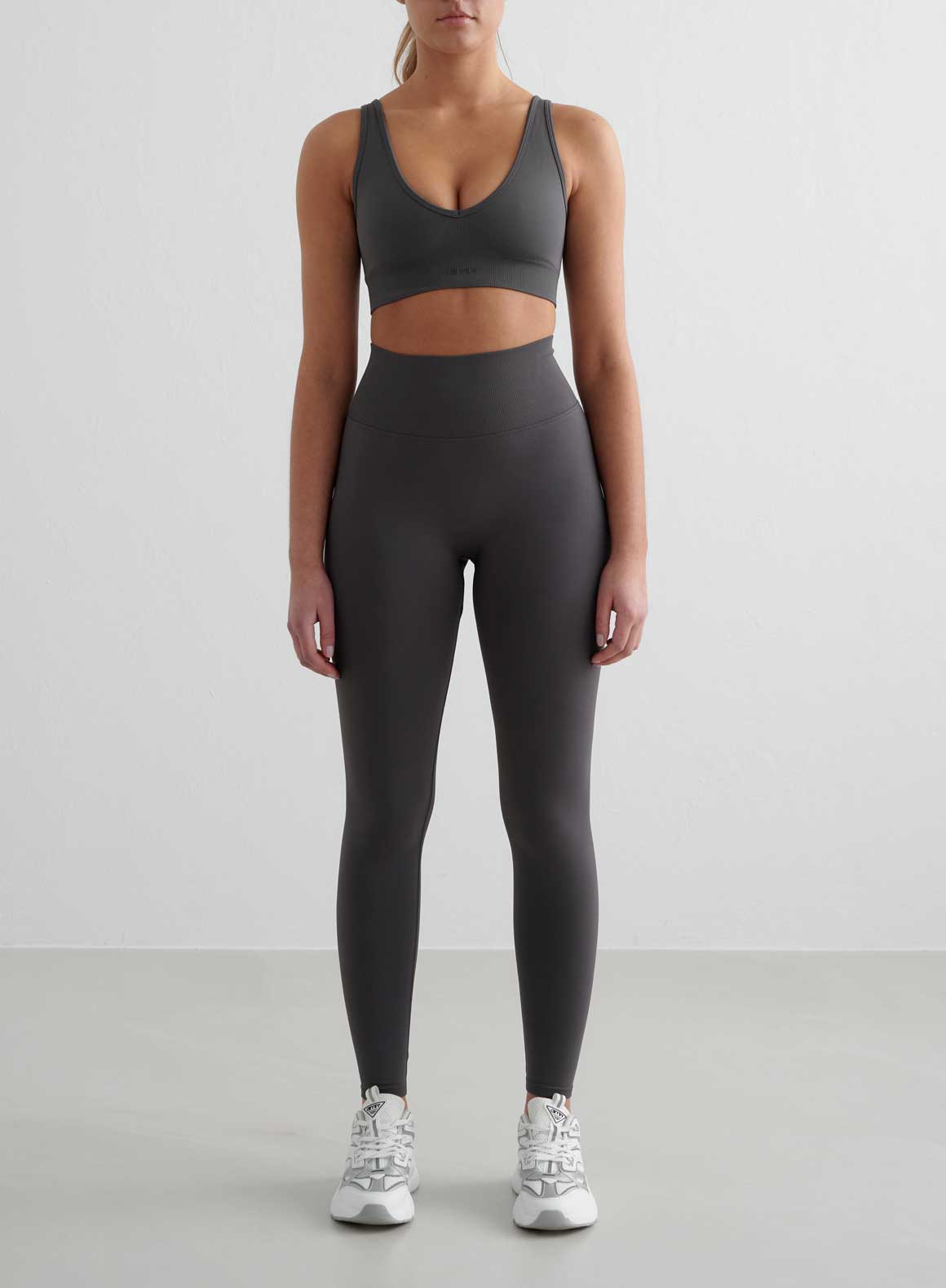 Shadow Grey Seamless Deep Cut Bra - Comfortable & Supportive Shapewear for Yoga, Workout, and Everyday Wear