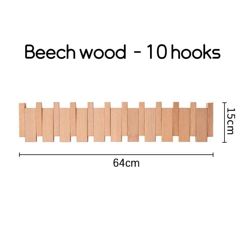 Solid Wood Wall Mounted Clothes Hanger Rack - Space Saving Storage for Bedroom, Closet & Laundry Room Organization