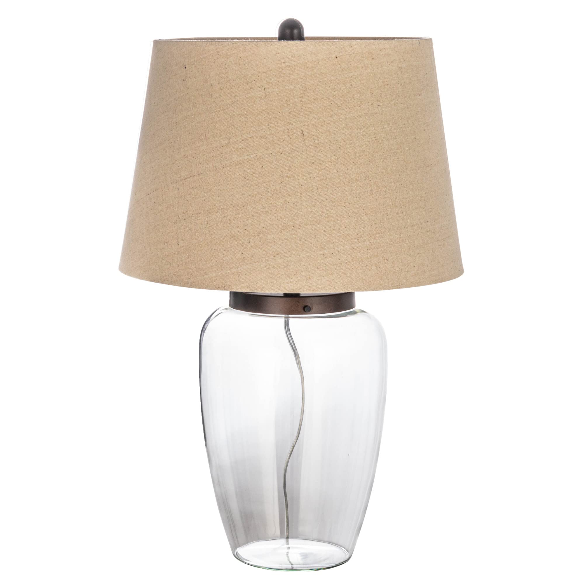 Fillable Glass Table Lamp with Shade - Modern Decorative Lighting for Bedroom, Living Room & Office - DIY Customizable Home Decor Gift Idea