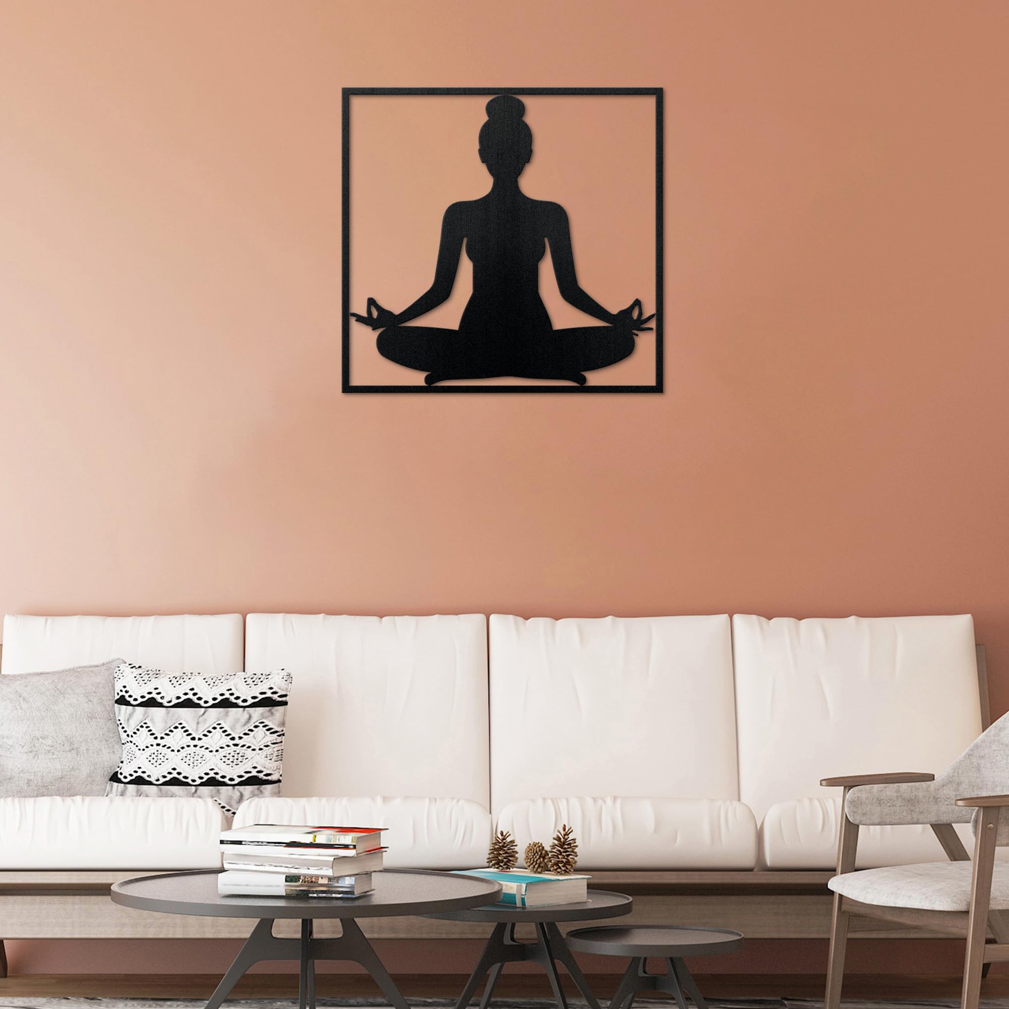 Zen Metal Wall Art - Yoga Meditation Wall Decor for Indoor & Outdoor - Boho Chic Metal Wall Hanging for Home, Office, Yoga Studio & Garden Decor