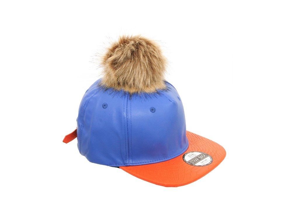 Colorful Faux Leather Pom Pom Snapback Baseball Hat with Watch Strap Closure - Trendy Adjustable Cap for Women & Men - Perfect for Parties, Festivals, and Casual Outfits