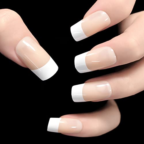 Nude White French Nails