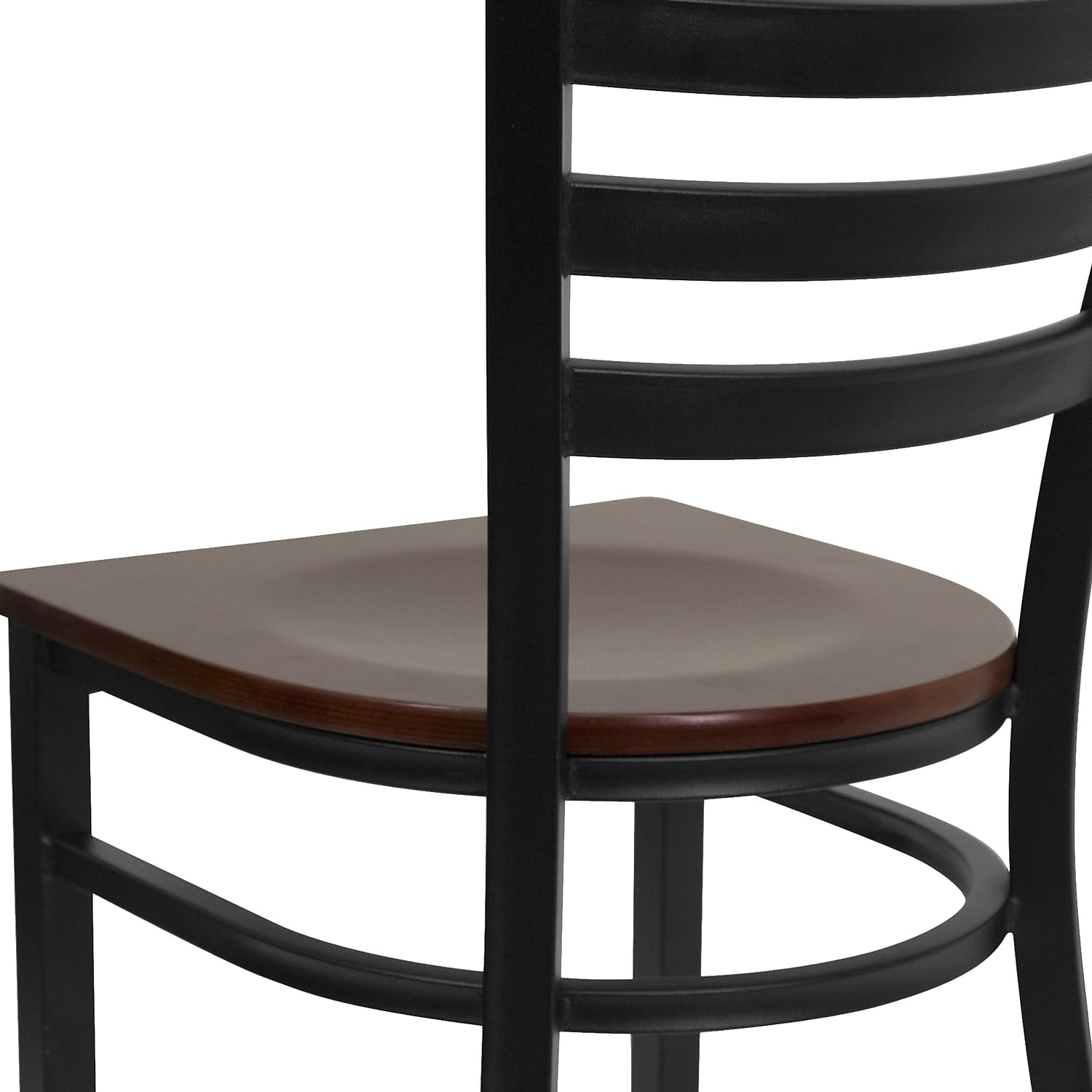 Flash Furniture 2-Pack HERCULES Series Black Metal Ladder Back Restaurant Chairs with Mahogany Wood Seats - Heavy Duty Commercial Dining Chairs for Restaurants, Cafes, and Home Kitchens