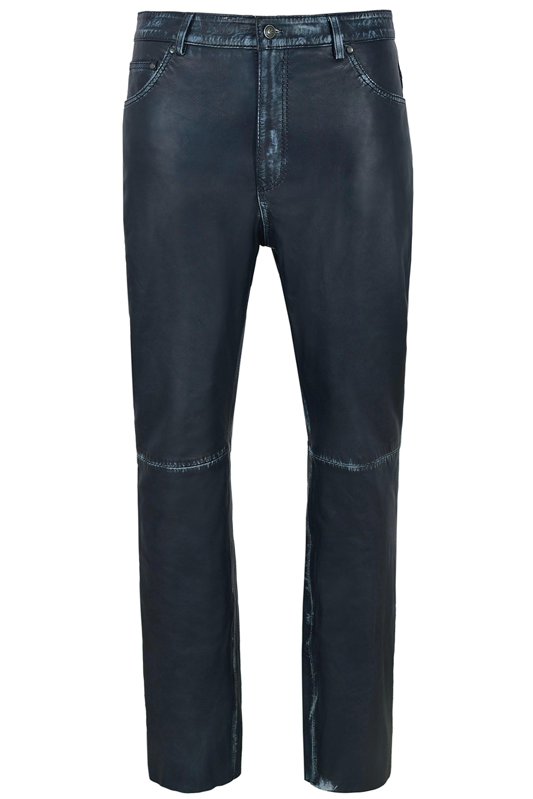 Vintage Men's Navy Lambskin Leather Motorcycle Jeans - Classic 501 Style for Bikers & Fashion Enthusiasts | Perfect for Riding, Casual Wear & Night Out