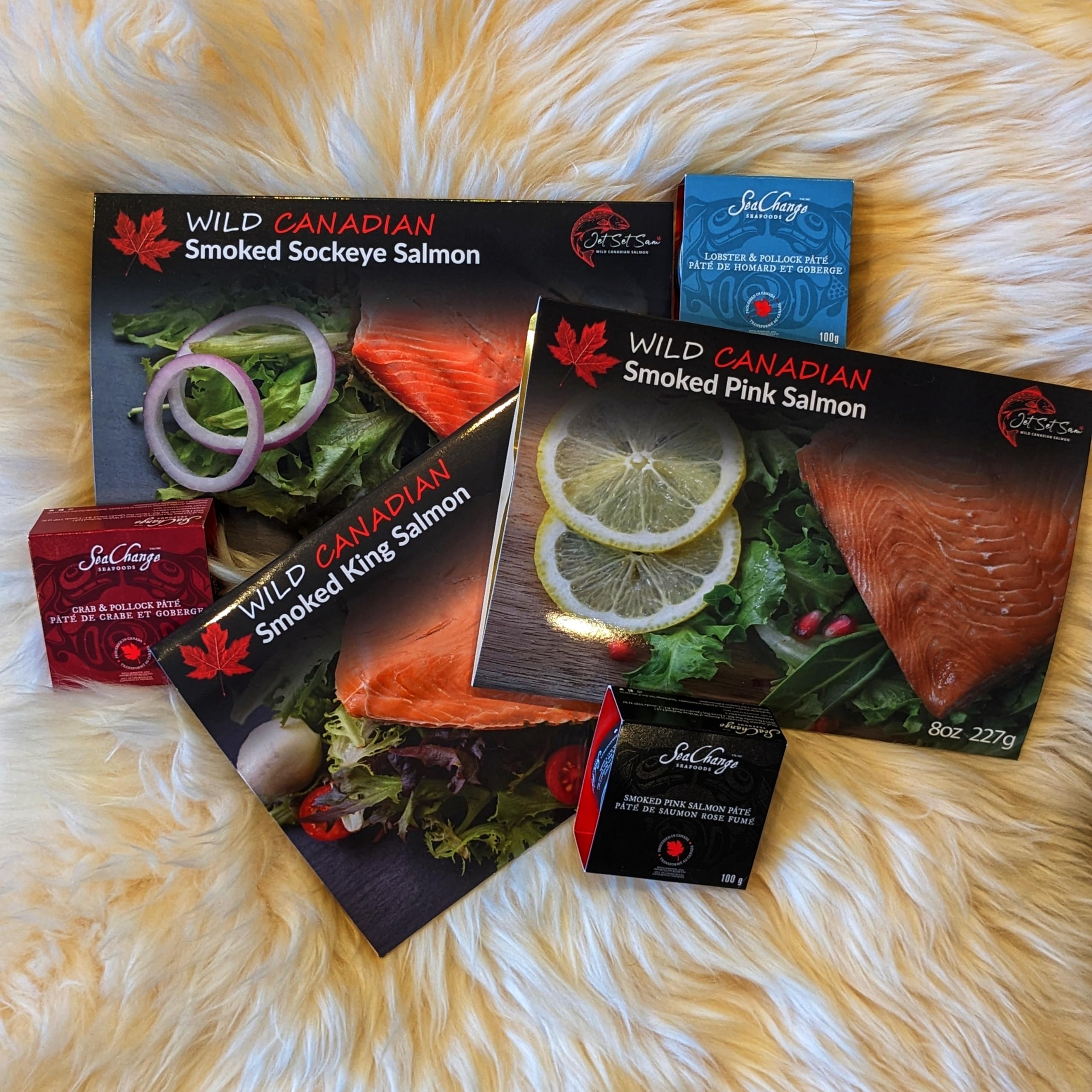 Premium Smoked Salmon Gift Box - Wild Canadian Salmon, Lobster Spread, Crab Pate & Salmon Spread | Gourmet Seafood Gift Basket for Holidays, Corporate Gifts & Special Occasions
