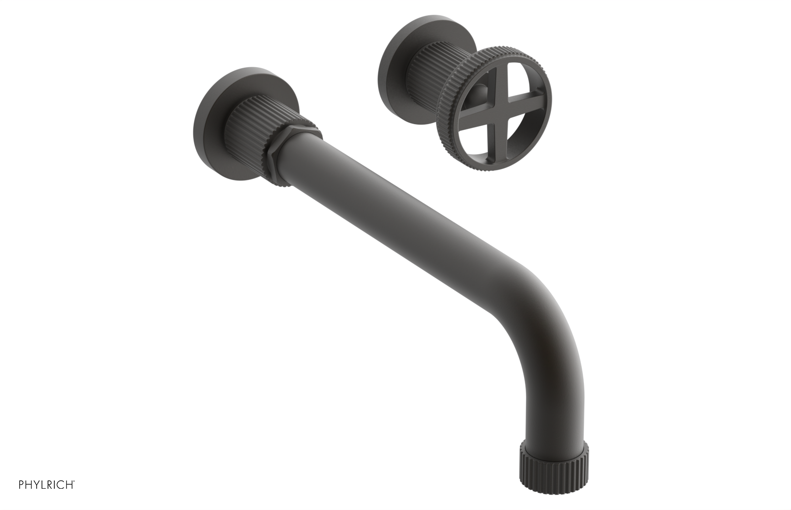 DUSTRIE Single Handle Wall Mounted Lavatory Faucet Set - 10 Inch Spout, Grooved Design, 370 15 10 - Perfect for Bathroom Sink, Powder Room & Guest Bath Installation