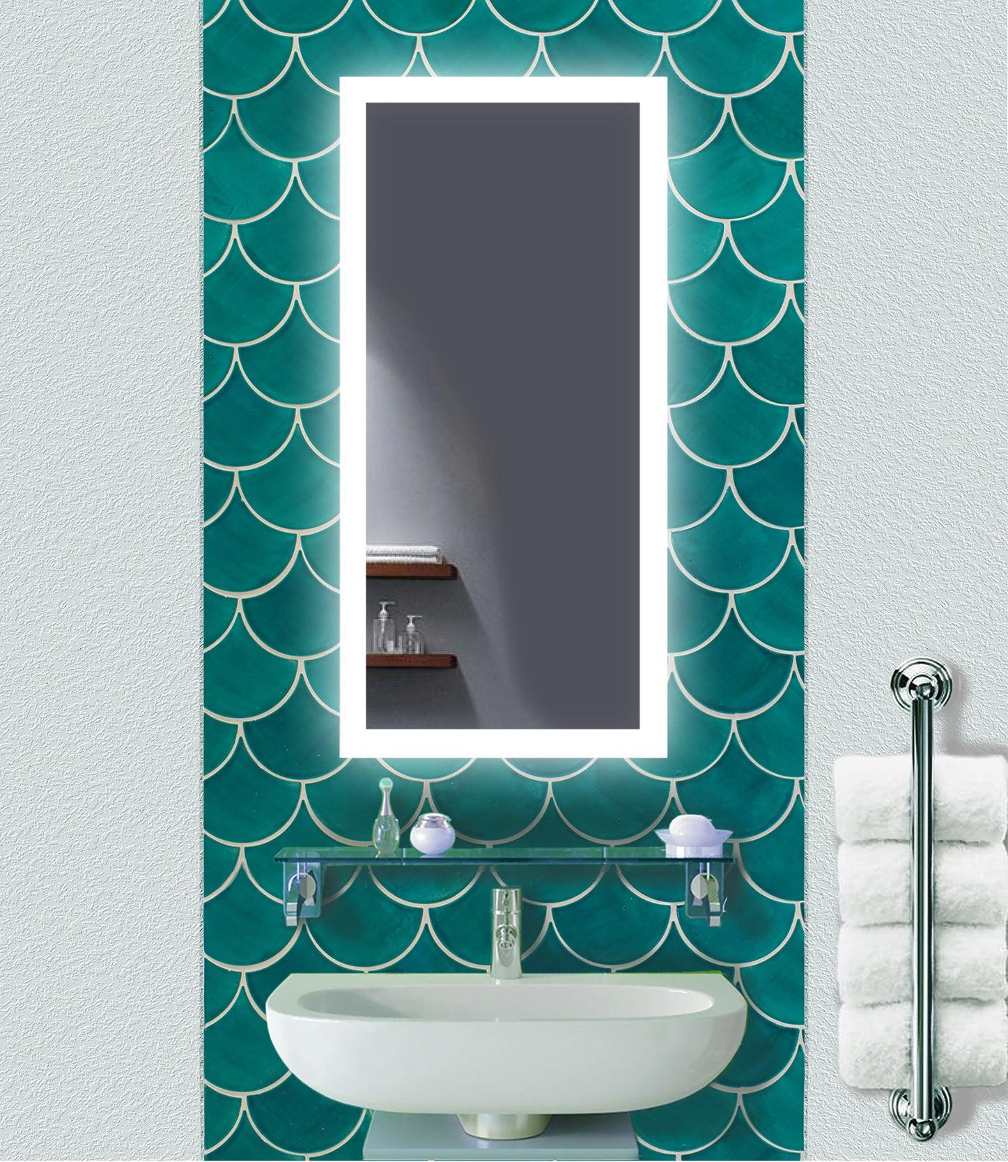 Krugg Bijou 15x30 Inch LED Bathroom Mirror with Adjustable Dimmer & Anti-Fog Function - Perfect for Modern Vanity, Spa-Like Bathroom & Makeup Application