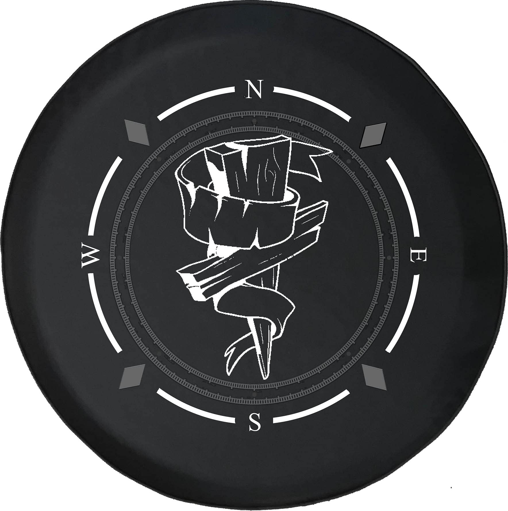 Premium American Unlimited Spare Tire Cover with Compass & Wooden Cross Design - Waterproof SUV, RV, Trailer Wheel Cover Accessories for Outdoor Adventures & Road Trips