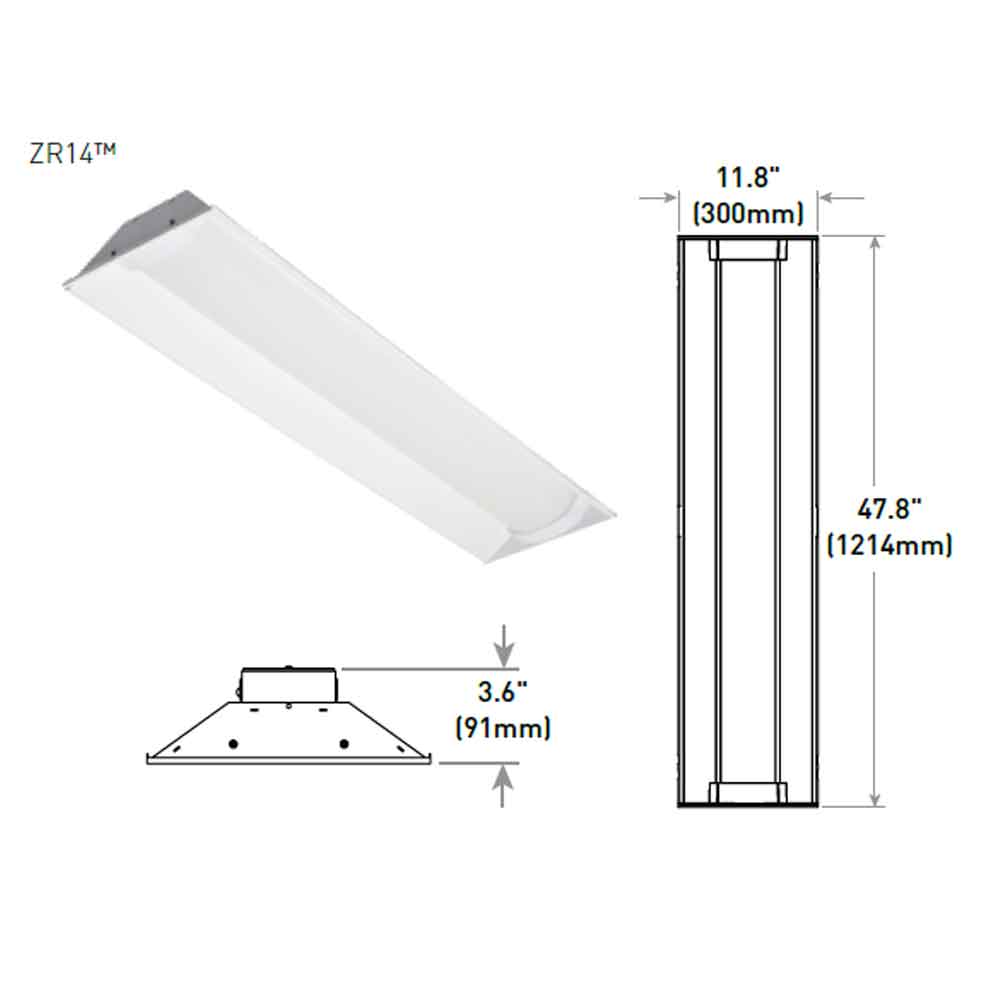 1 x 4 Center Basket LED Troffer Light Fixture - 4000 Lumens, 120/277V - Energy Efficient Office Lighting for Commercial & Retail Spaces