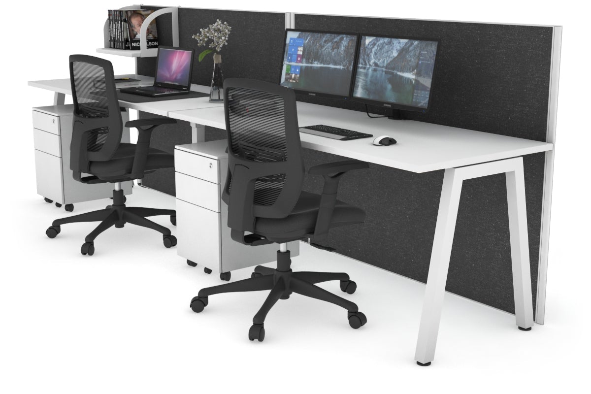 Horizon Quadro 2 Person Standing Desk | 1800L x 700W Adjustable Office Workstation | Perfect for Shared Workspaces & Collaborative Environments