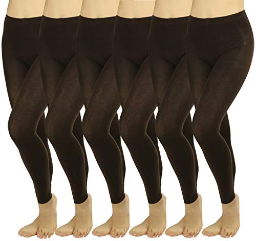 6 Pack: Footless Opaque Acrylic Tights - Brown
