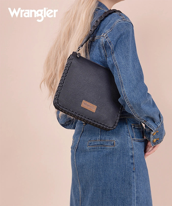 Wrangler Braided Crossbody Bag for Women - Stylish Leather Shoulder Purse with Adjustable Strap, Perfect for Travel, Shopping & Everyday Use