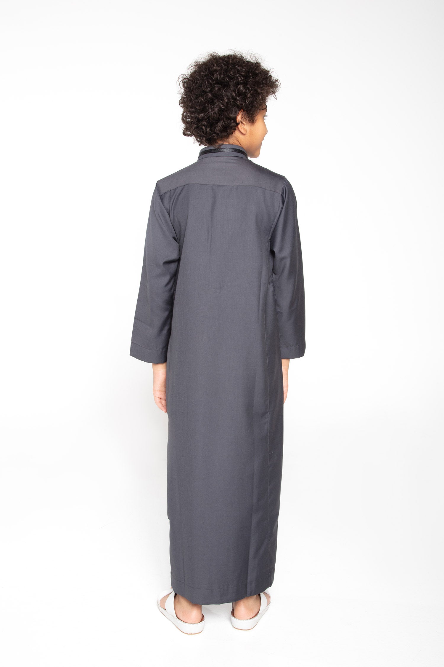 713 Charcoal Grey Kids Thobe - Islamic Traditional Dress for Boys - Perfect for Eid, Ramadan & Special Occasions
