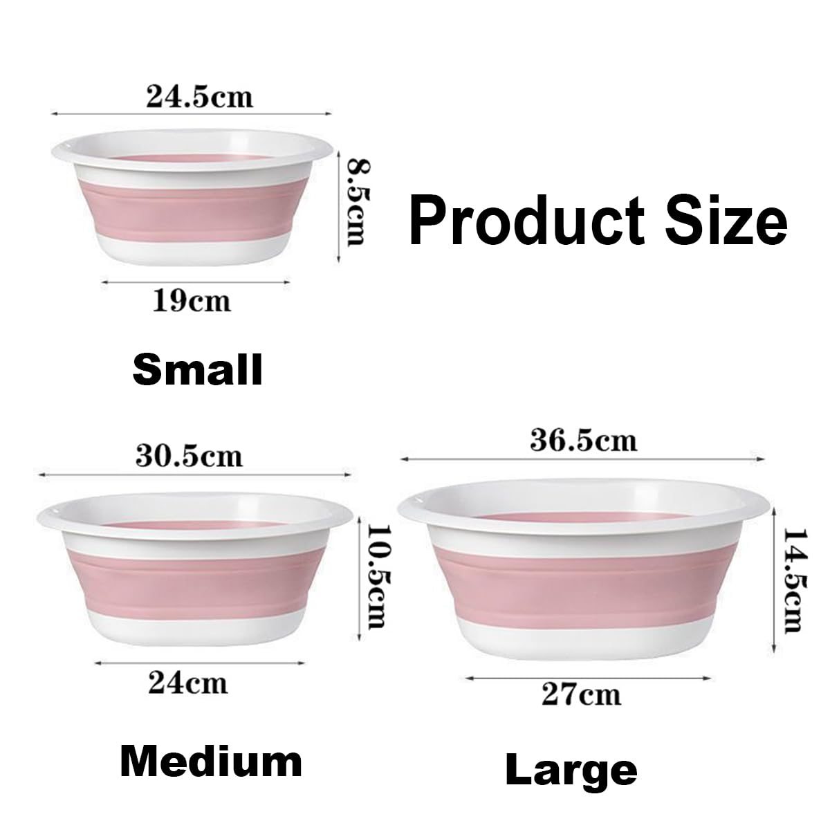 3-Pack Collapsible Wash Basin - Portable Baby Bottle Washing Tub for Camping, Travel, Facial & Foot Care - Ideal for Baby Care, Outdoor Adventures & Home Use (Pink) | Compact & Space-Saving for Small Spaces & On-the-Go Needs