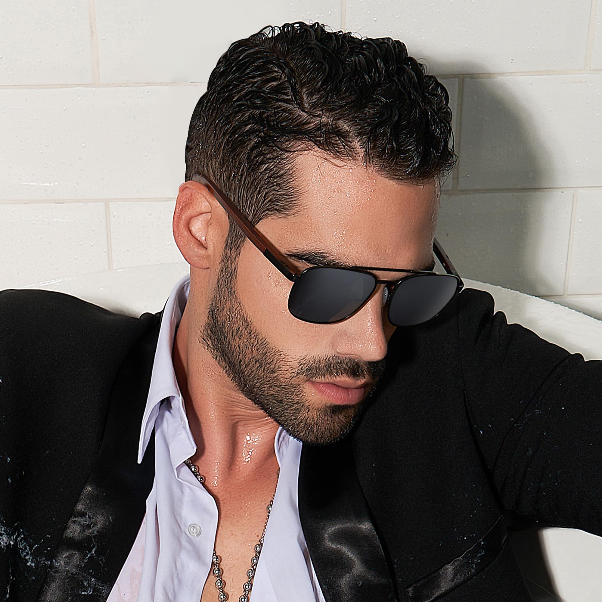 ZENOTTIC Men's Aviator Wood Polarized Sunglasses - 100% UV Protection for Fishing, Driving & Golf - Stylish Wood Frame Shades for Outdoor Sports & Casual Wear