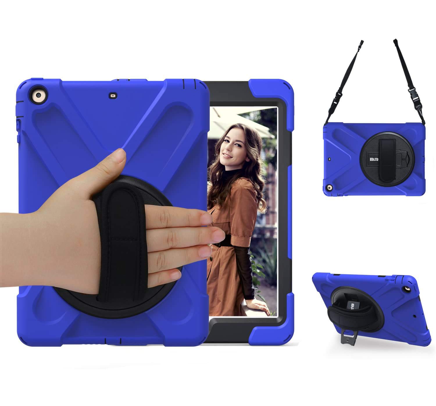 **Durable iPad Air 1 Case for Kids (2013 Model) – Shockproof Hybrid Rubber Cover with Swivel Stand, Hand Grip & Shoulder Strap – Full Body Protection for iPad Air 1st Gen 9.7 Inch – Perfect for School, Travel & Outdoor Play (Blue)**