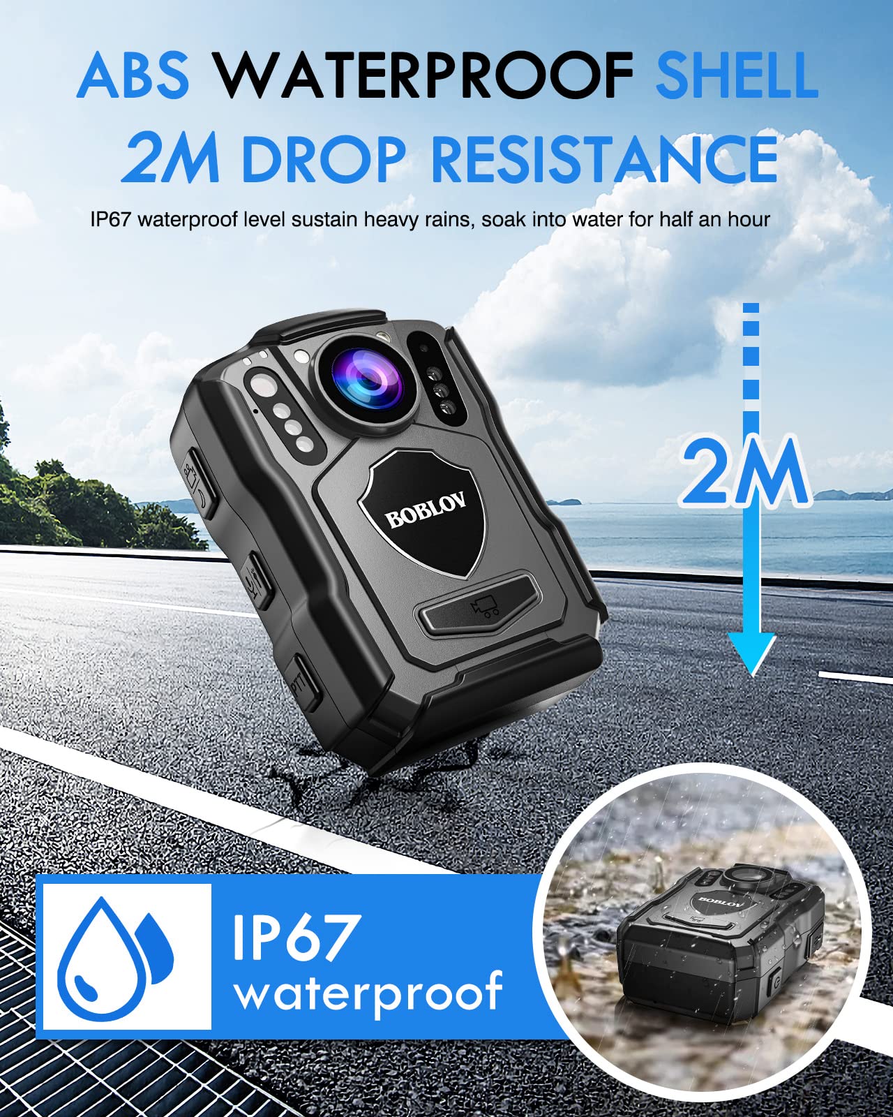 BOBLOV M5 128GB 2K Police Body Camera with GPS, 1440P HD Body Worn Camera, 4200mAh Battery & IP67 Waterproof - Bundle Deal for Law Enforcement, Security Guards, and Outdoor Activities