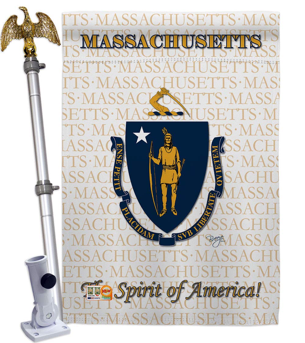 Massachusetts Americana House Flag Set 28x40