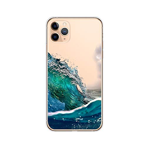 Blingy's iPhone 12 Pro Case (6.1 inch) - Ocean Waves Design Clear TPU Protective Cover | Scenic Beach Landscape | Soft Flexible Shockproof | Perfect for Outdoor Adventures, Beach Trips & Daily Protection
