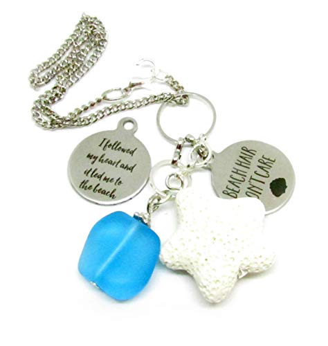 Sea Glass Car Diffuser Charm - Rear View Mirror Hanging Decor for Cars, Valentine's Day Gift & Beach Lover Accessory | Perfect for Road Trips, Summer Drives & Coastal-Themed Car Interior