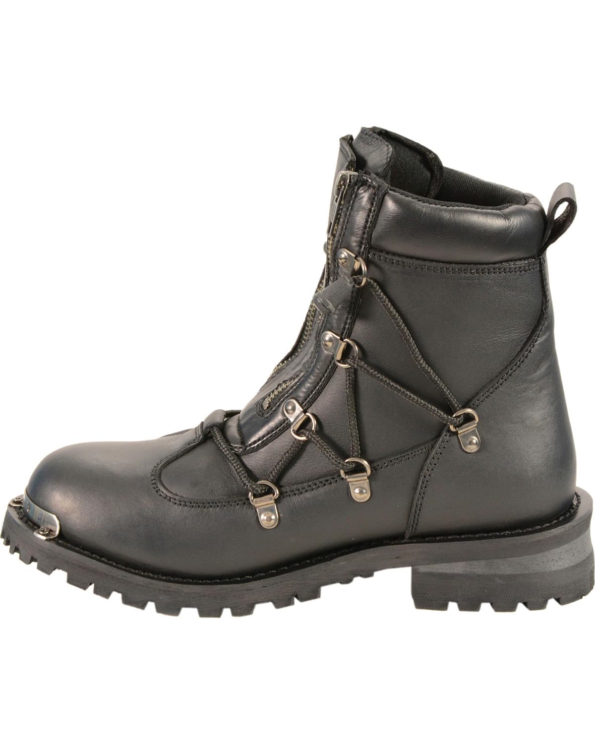 Milwaukee Women's Motorcycle Riding Boots - Twin Zipper Front Entry Leather Biker Boots with Round Toe (Black, Size 6.5 Regular) | Perfect for Harley Davidson & Cruiser Riding, Motorcycle Events & Everyday Wear