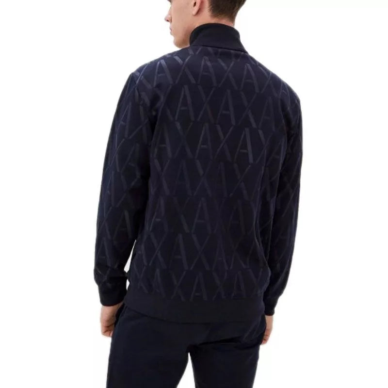 Armani Exchange Navy Blue Zip-Up Hoodie Sweatshirt for Men - Casual Wear & Street Style Fashion
