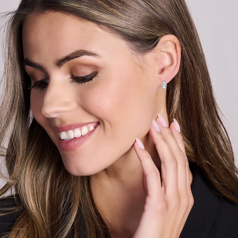Orovi 14K White Gold & Yellow Gold Drop Dangle Earrings for Women with Genuine Emerald, Amethyst, Sapphire, Topaz or Ruby - Elegant Dangling Jewelry Set - Perfect for Weddings, Parties & Special Occasions