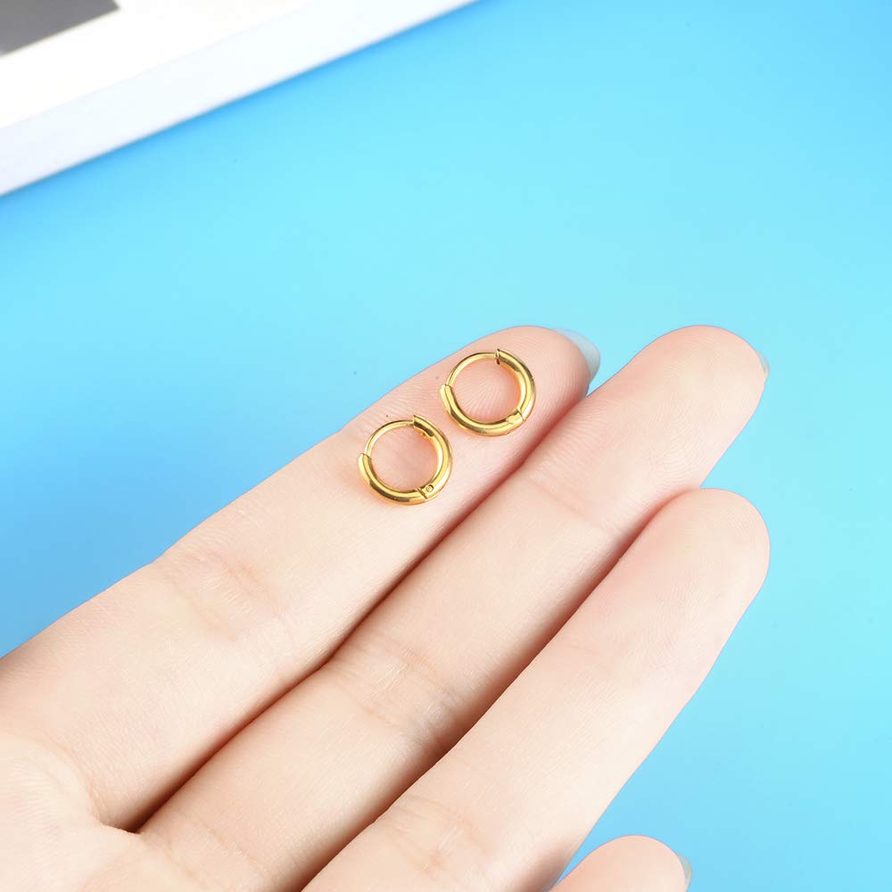 Hypoallergenic 316L Stainless Steel Huggie Hoop Earrings - 6mm 8mm 10mm 11mm 12mm 14mm Cartilage Helix Earrings for Men & Women | Sleek Hinged Design for Daily Wear, Work & Special Occasions