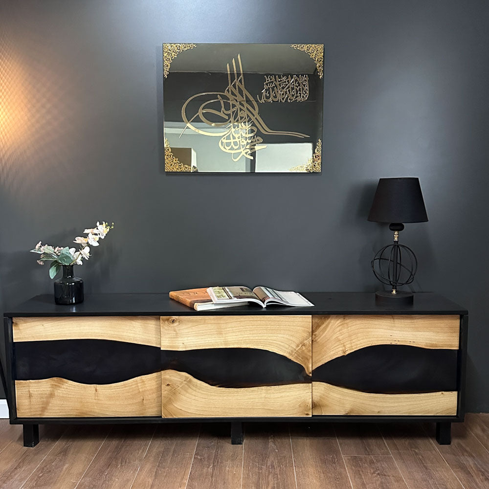 Kalima Tawheed Islamic Wall Art - Handmade Blessing Glass Home Decor for Muslim Prayer Room, Living Room & Office - Spiritual Arabic Calligraphy Artwork