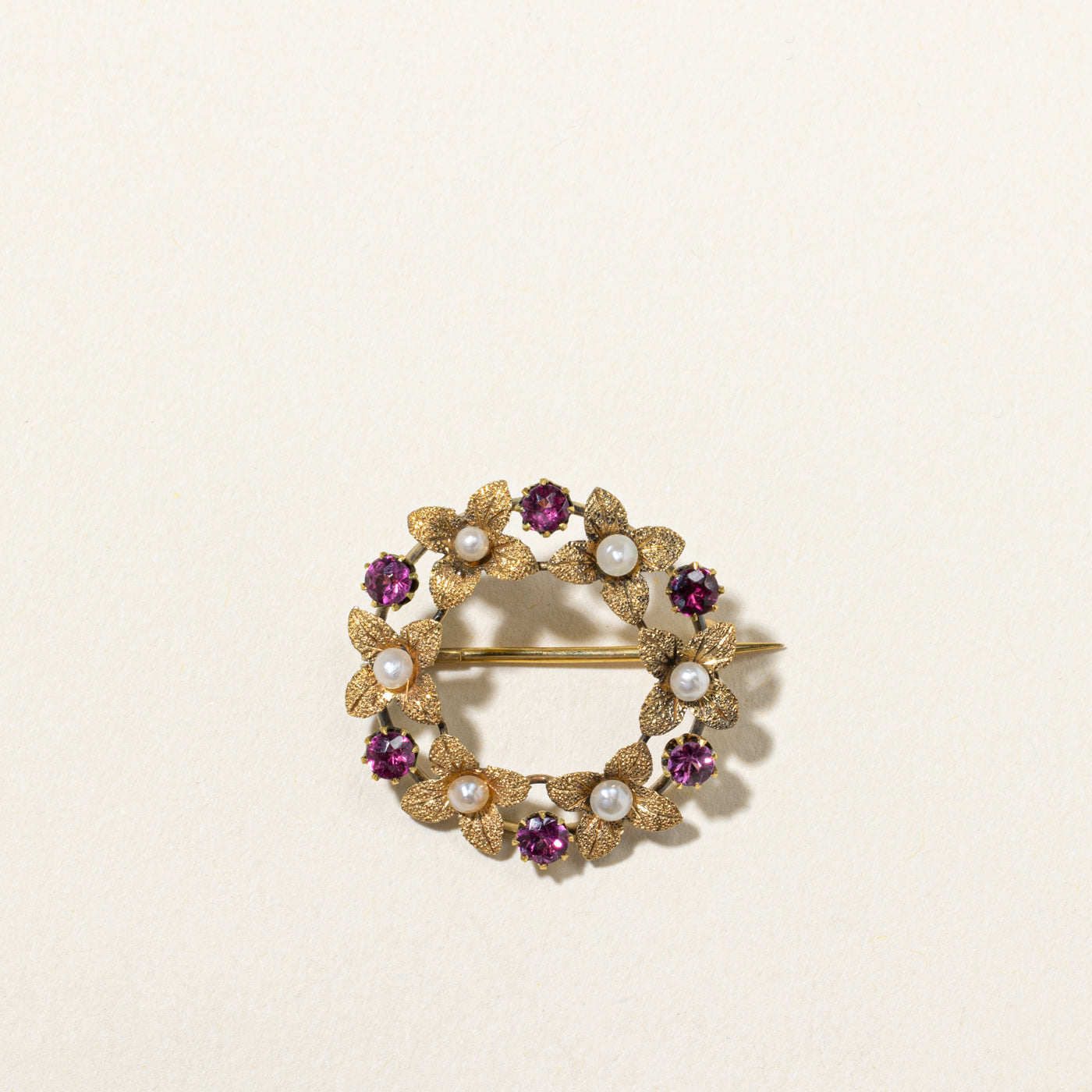 Pink Tourmaline & Pearl Wreath Brooch | 0.40ctw Gemstone Jewelry | Elegant Pin for Women | Perfect for Weddings, Parties & Special Occasions