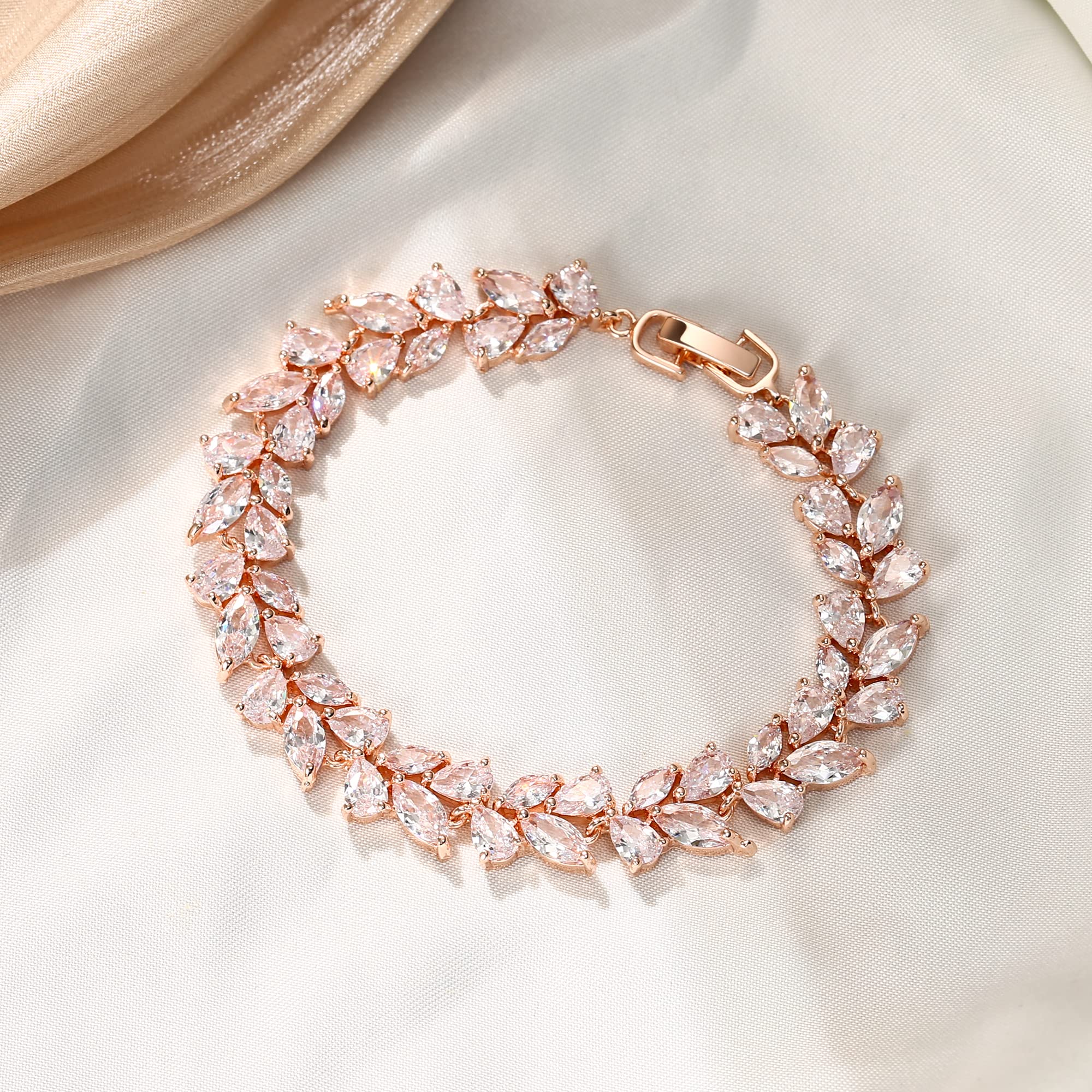 Elegant Marquise Teardrop Cubic Zirconia Tennis Bracelet for Weddings, Prom & Special Occasions - Silver/Gold/Rose Gold Plated Jewelry Gift for Women, Brides & Bridesmaids | Perfect for Anniversary, Valentine's Day & Formal Events
