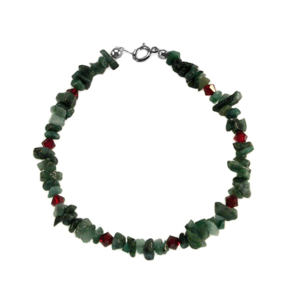Emerald Gem Chip Bracelet with Swarovski Crystals for Christmas Gifts