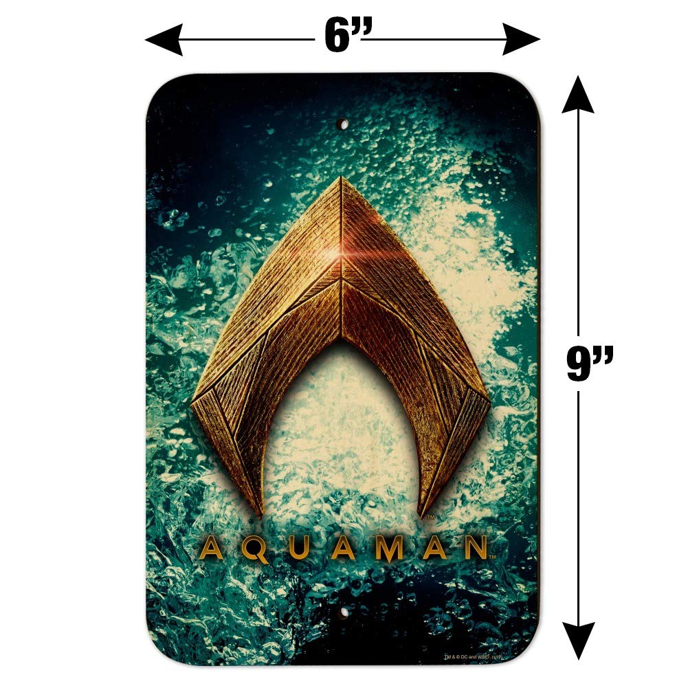Justice League Movie Aquaman Logo Metal Sign - DC Comics Superhero Wall Decor for Home, Office, or Man Cave - Perfect for Superhero Fans & Collectors