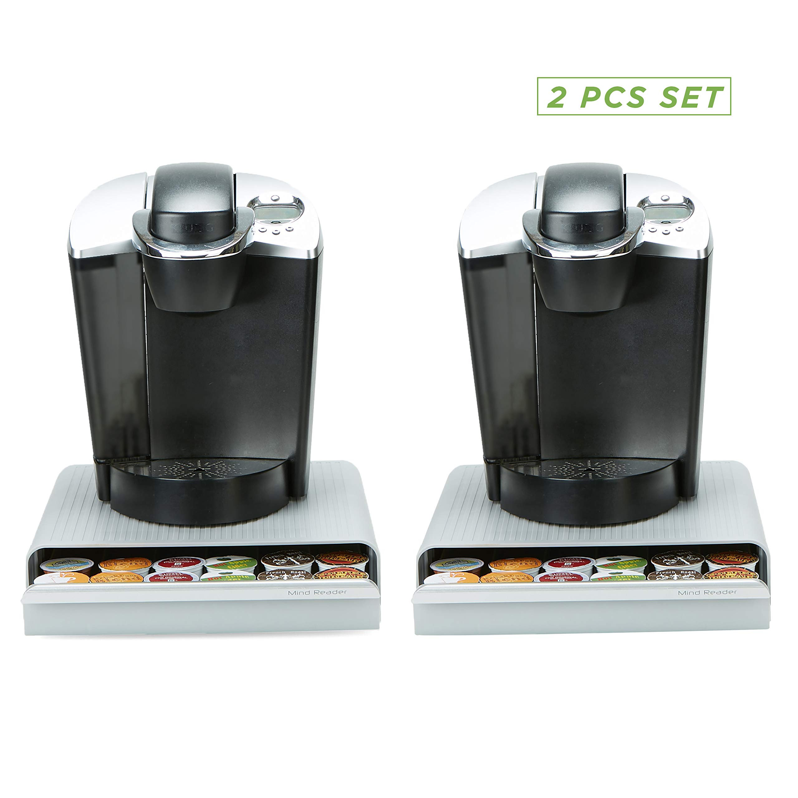 Mind Reader Single Serve Coffee Pod Organizer Drawer - Set of 2, Holds 36 K-Cups - Compact Countertop Storage (12.75